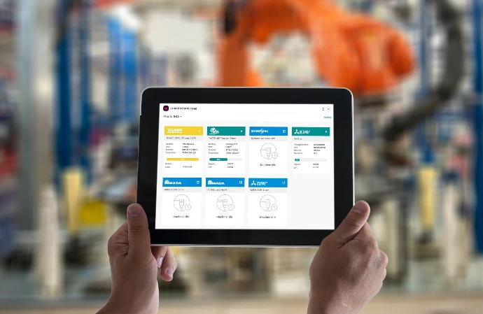control panel en una tablet en un taller